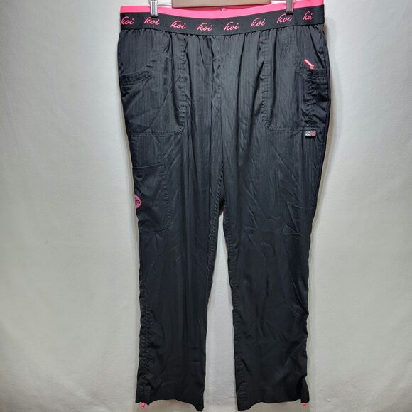 koi Pants - Koi Lite Women’s xl Slim fit Mechanical Stretch Black Pink Scrub Pants